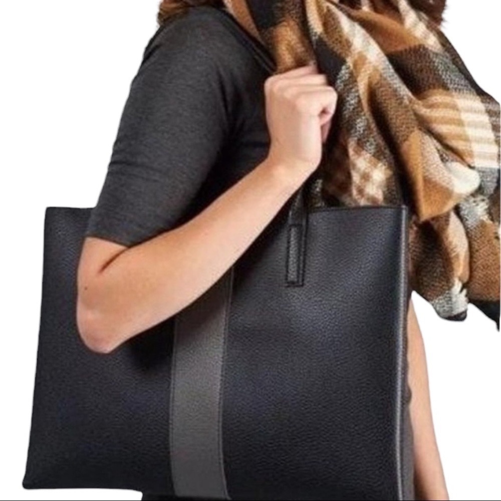 Vince Camuto Leather Tote Black Gray